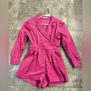 Day + Moon Pink Corduroy Long Sleeve Romper